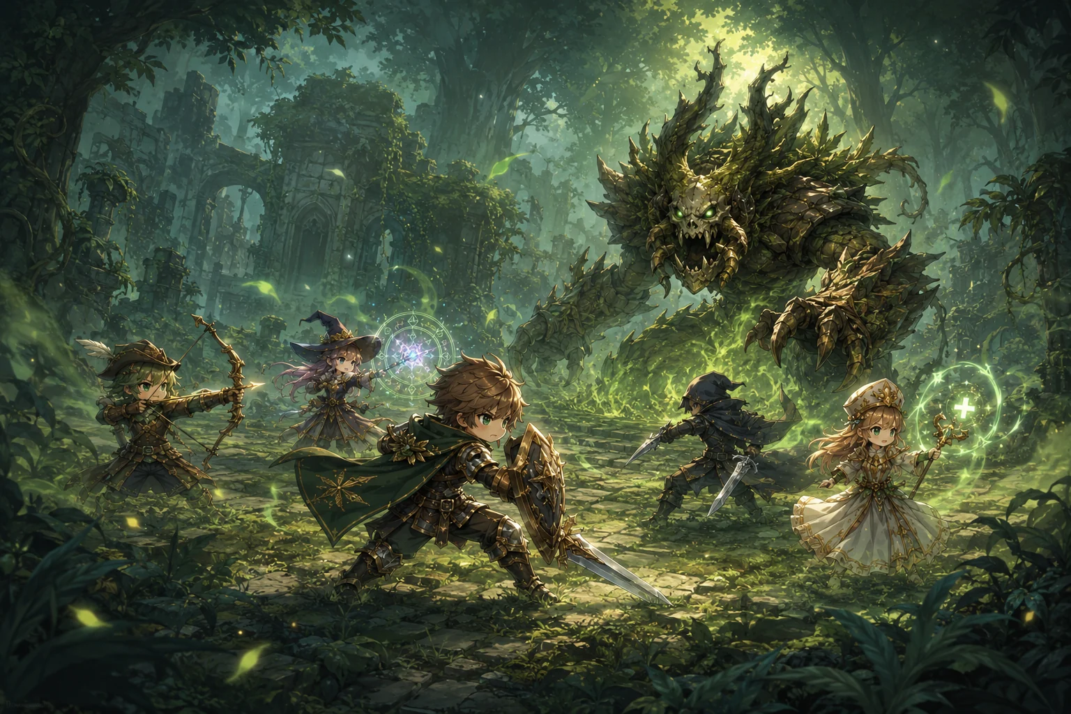 Fantasy party fighting a huge forest MVP